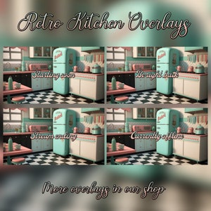 Animated Retro Lofi Kitchen Streamoverlays | Twitch Youtube Animated Cozy Lazy Lofi Kitchen Overlay for your Stream | ready to use | 1080p