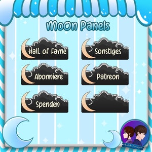 Cute Moon Twitch Panel Set | Twitch Streamer Panels in English & German