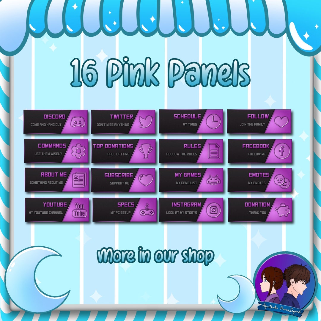 16 Pink Panels Twitch Stream Simple Panels Etsy