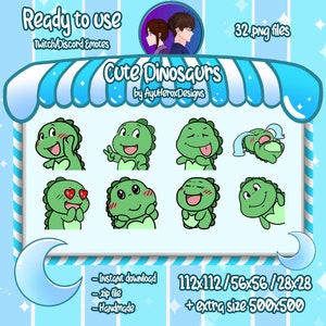 Cute Dinosaur Twitch/Discord Emotes