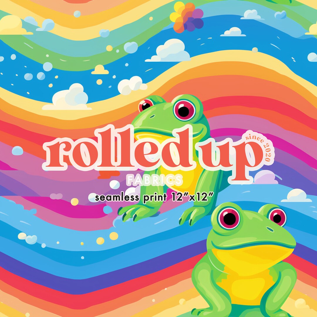Frog Rainbow Seamless Print - Digital Paper, Fun Cloud Kids Print ...