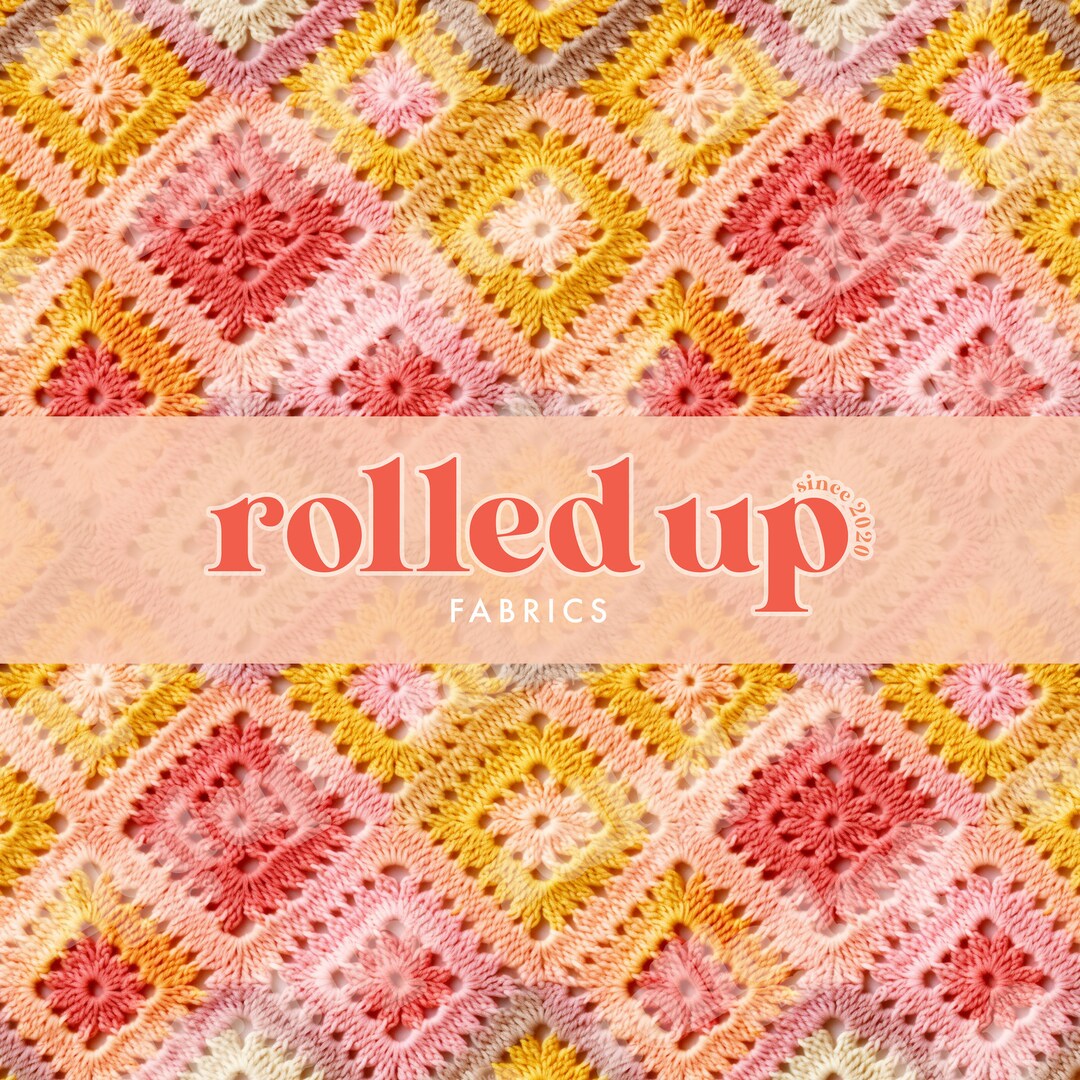 Retro Crotchet Seamless Digital Paper Print Pattern, Peach &amp; Yellow 70 ...