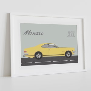 Holden HK GTS Monaro Auto digitale Illustration, Holden Muskelauto Wandkunst, klassische australische Fahrzeugkunstdruck