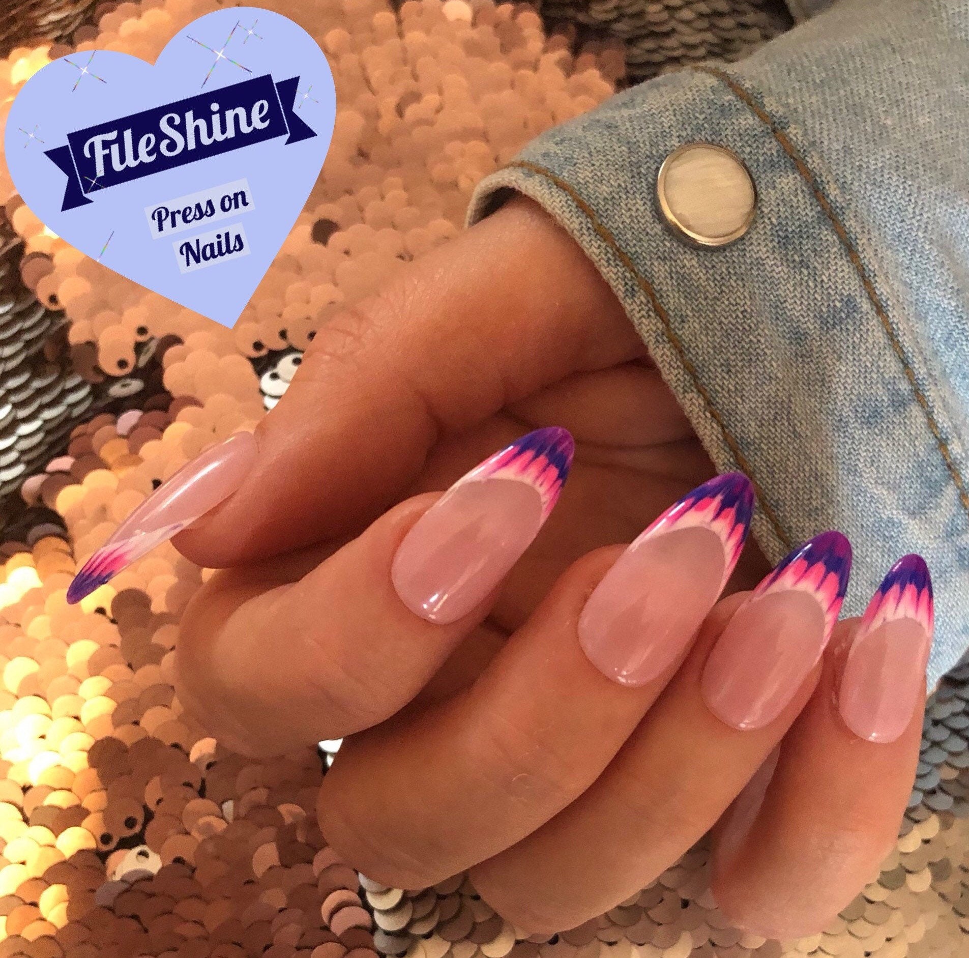Tie Dye Press on Nails / Stick on nails / Hand painted False | Etsy