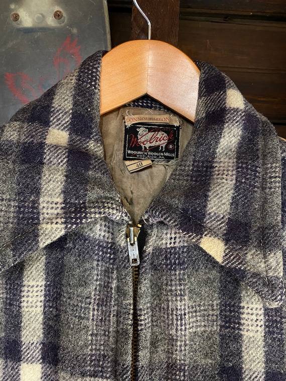 Vintage 1950's Woolrich Wool Flannel Jacket in Gr… - image 3