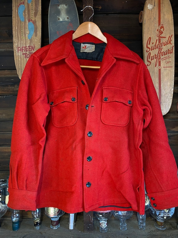 Vintage Julmor Red Wool Shirt Jacket | Wool Reser