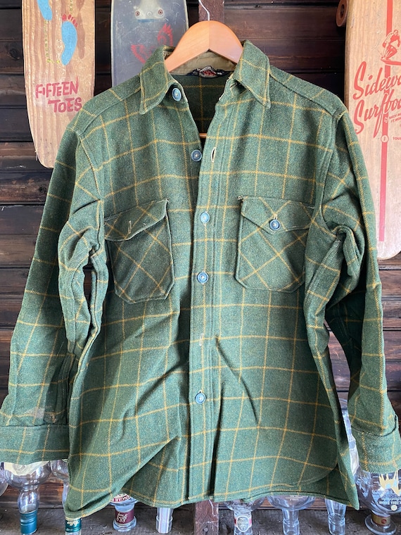 Woolrich Green and Yellow Plaid Vintage 1940’s Shi
