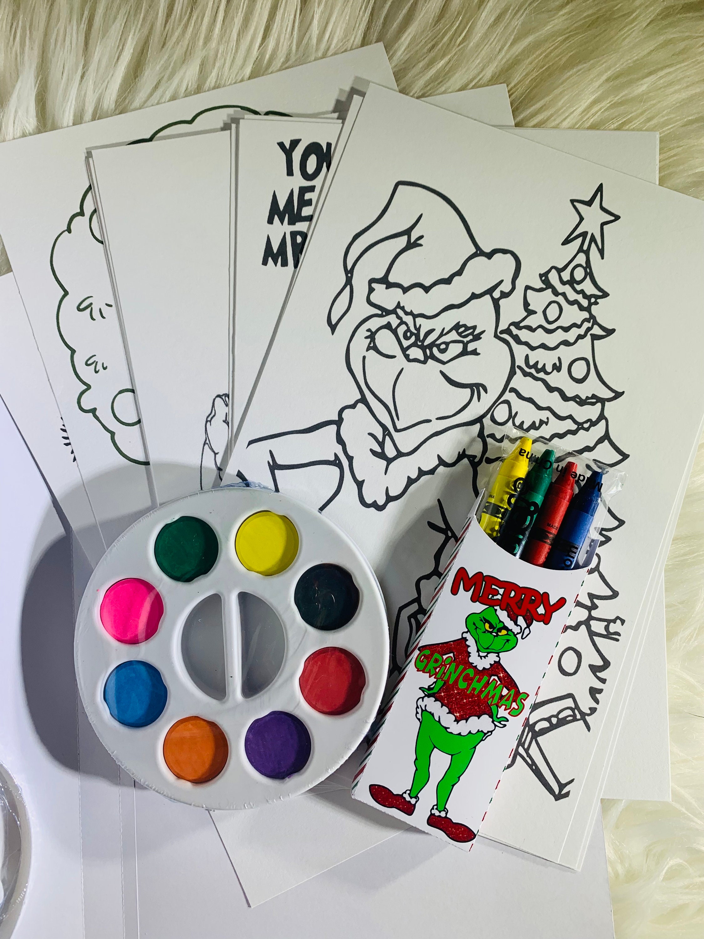 Grinch Paint/coloring Kit, Painting Pages, Coloring Kit, Coloring Pages ...