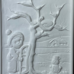 Winter,four seasons, plaster plaque, plaster cast, wall art, garden, Christmas ,gift, farm