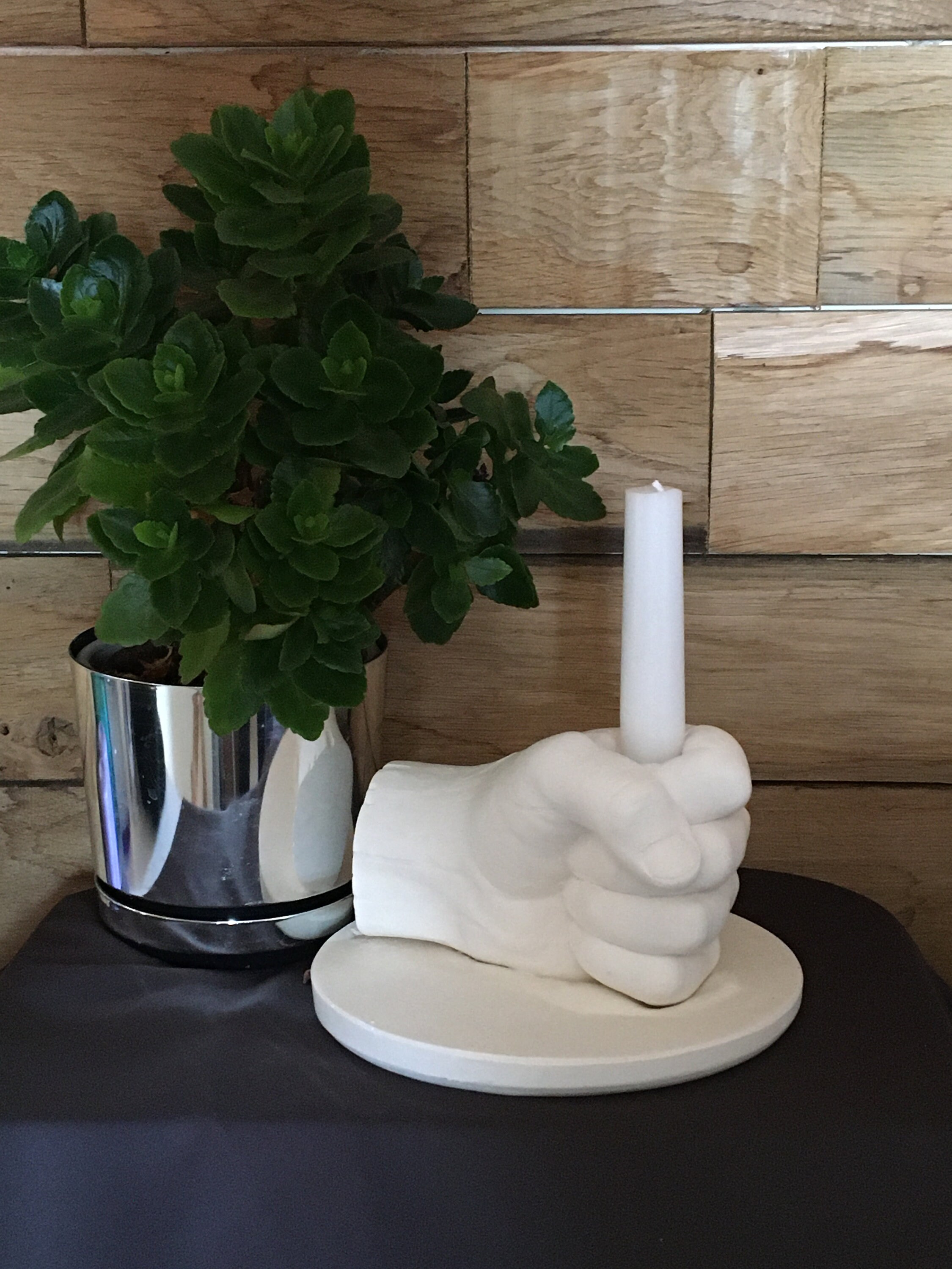 Candle Stick Holder in Plaster Paris left Hand Plaster Etsy UK