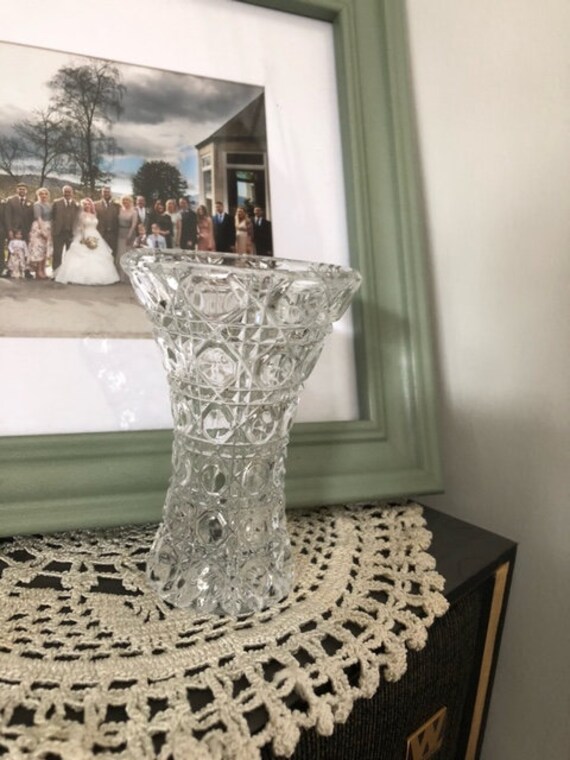 Vintage Cut Glass Crystal Bud Vase Etsy