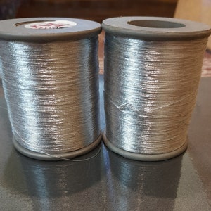 Silver Zari Metallic Thread-Hand Machine Embroidery -Metallic sewing thread-Zardozi-Luneville Embroidery-Tambour Embroidery-2 rolls