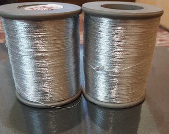 Silver Zari Metallic Thread-Hand Machine Embroidery -Metallic sewing thread-Zardozi-Luneville Embroidery-Tambour Embroidery-2 rolls