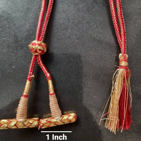 Adjustable Handmade Red Necklace Thread | Indian Necklace Jewelry Cord with Necklace Connector | 13 Inches Long