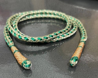 Adjustable Handmade Green-Golden Necklace Thread | Indian Necklace Jewelry Cord | 45 cm long