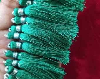 Handmade Green Silk Tassels, 2-Inch, Set of 20
