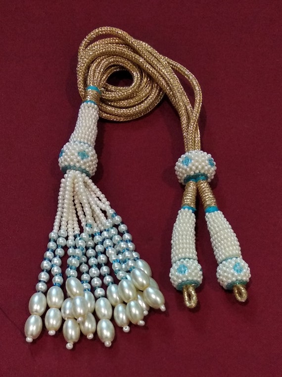Adjustable Golden Necklace Cord, Beaded Tassels, Indian Jewelry Making