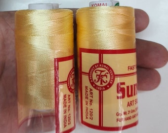 Hilo de seda de color amarillo intenso - Hilo de rayón viscosa 500 Mts/ Rollo- Bordado a mano/máquina-Zardozi-Luneville-Tambour