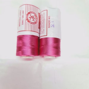 Pink Silk Thread - Viscose Rayon Yarn 500 Mts/Roll- Hand/ Machine Embroidery-Zardozi-Luneville-Tambour | Shade 21