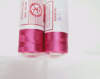 Pink Silk Thread - Viscose Rayon Yarn 500 Mts/Roll- Hand/ Machine Embroidery-Zardozi-Luneville-Tambour | Shade 21