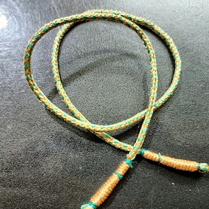 Adjustable Handmade Sea Blue-Golden Necklace Thread | Indian Necklace Jewelry Cord | 45 cm long