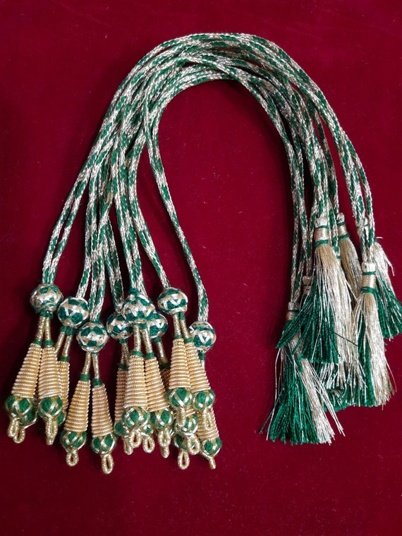 Adjustable Handmade Green Necklace Thread, Indian Necklace Jewelry Cord,  Silver-green, 10 Pieces, 13 Inchapp., Zari Dori -  Canada