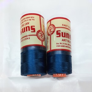 Egyptian Blue Silk Thread | Viscose Rayon Yarn 500 Mts/Roll | Hand/ Machine Embroidery | Zardozi | Luneville | Tambour
