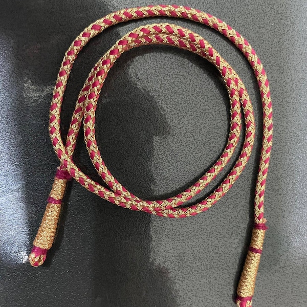 Adjustable Handmade Pink-Golden Necklace Thread | Indian Necklace Jewelry Cord | 45 cm long