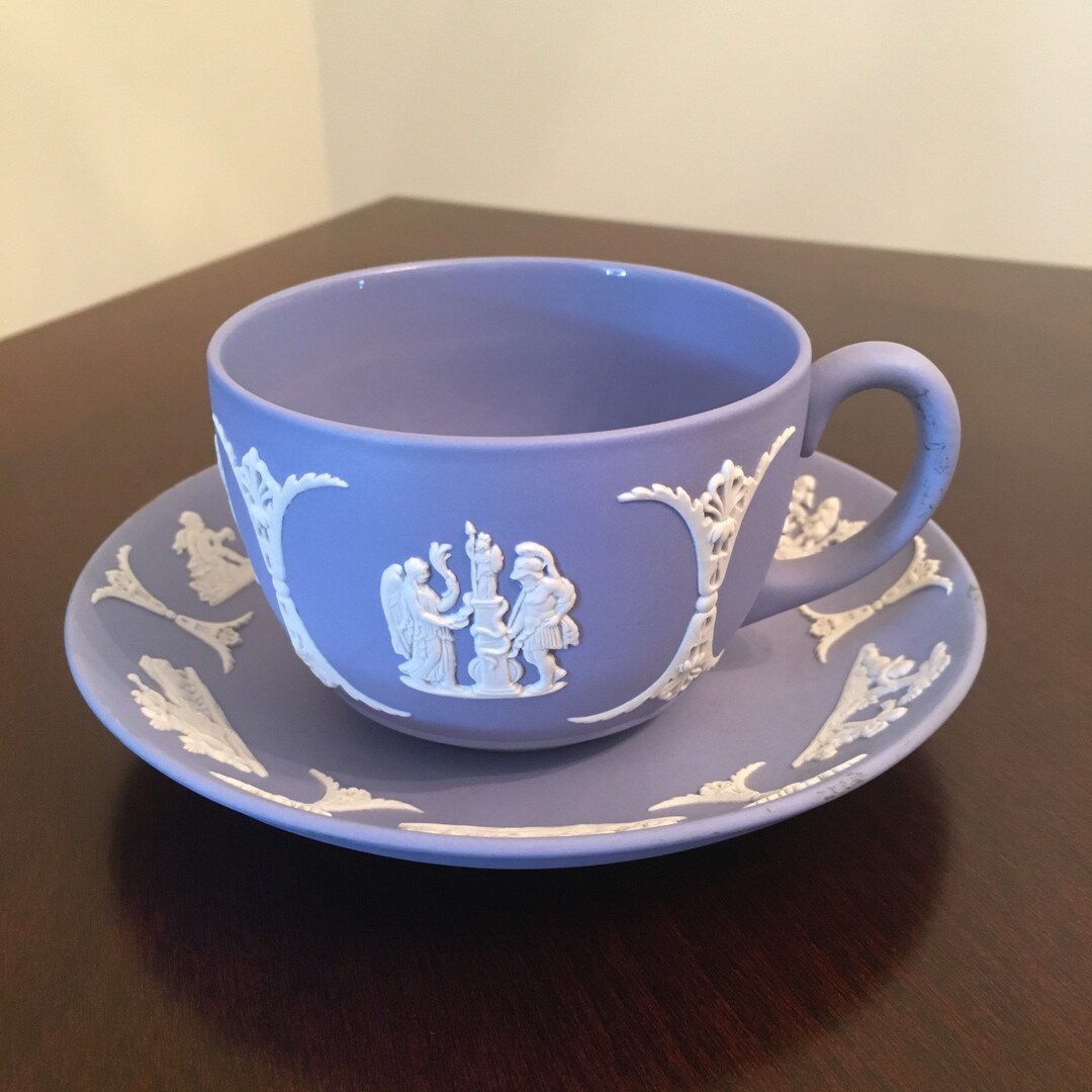 Wedgwood Blue Jasperware Tea Cup and Saucer 1952 Etsy