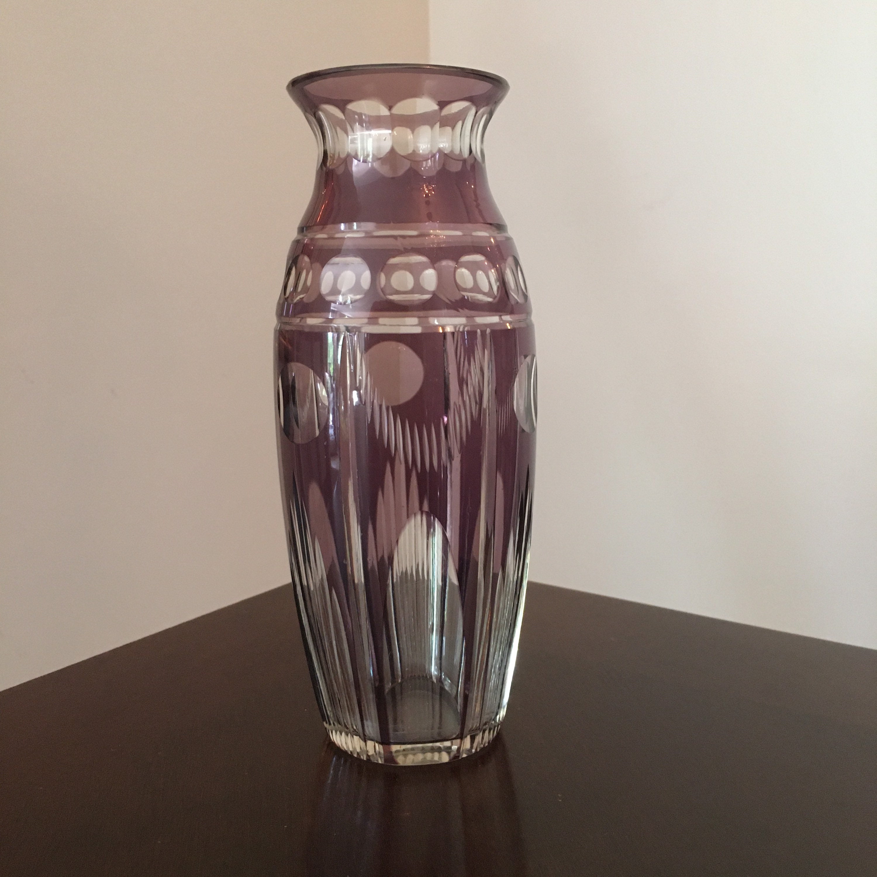 Bohemian Purple Czech Cut Glass Vase Etsy