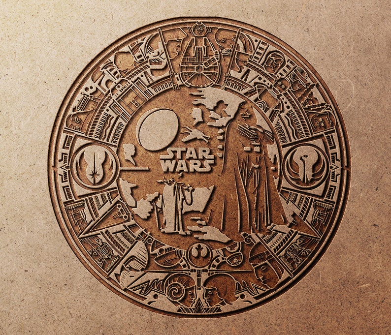 Star Wars V12 Like Aztec Calendar 2021 Vector Dxf Cdrsvg Etsy Australia