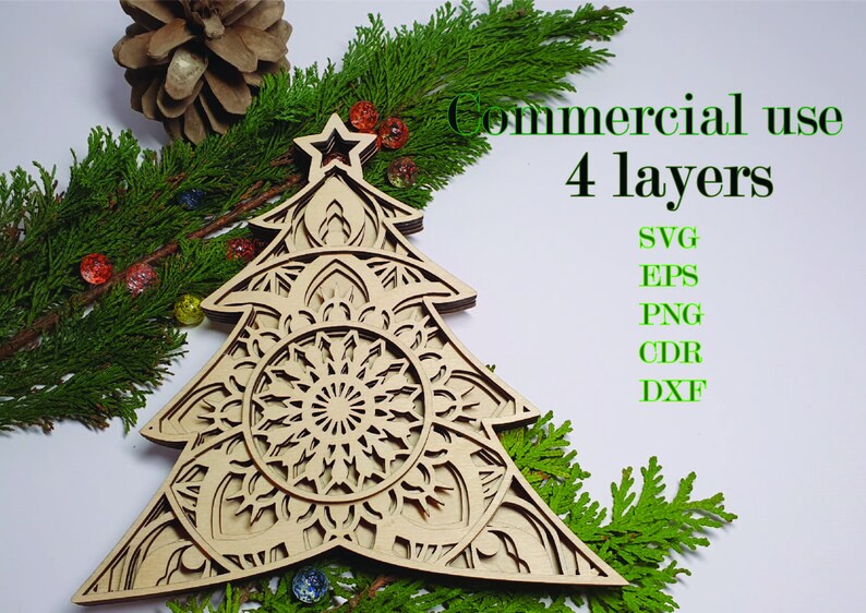 Download Christmas Tree Digital Download 4 Layers 3 D Mandala Etsy