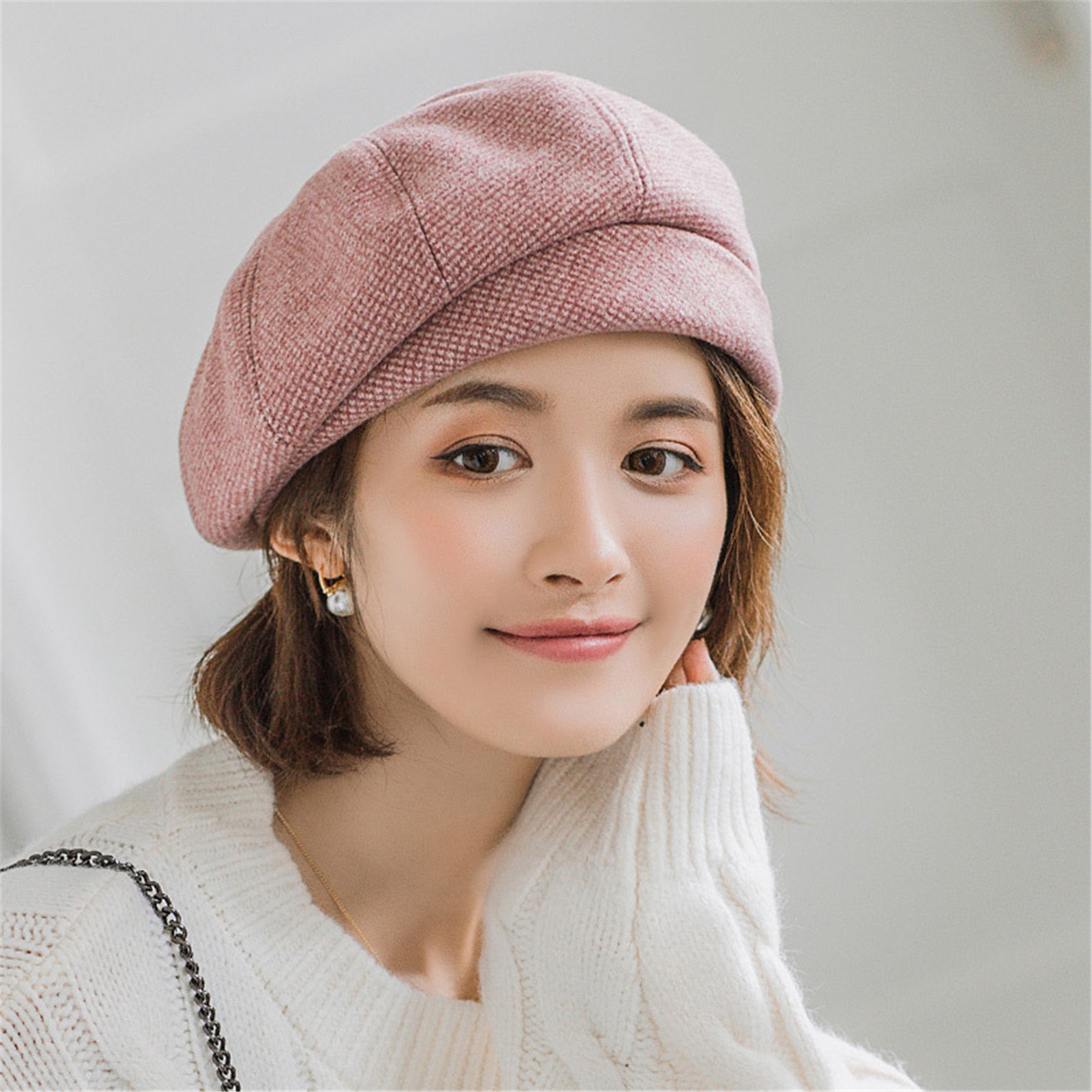Gray Plaid Beret French Beret Ladies Gray Hat Women's Etsy