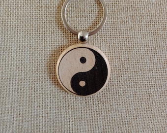 Yin Yang keyring, personalised, Yin & Yang, wooden keyring, personalised keyring, Yoga, personalised keyring, beech,
