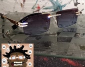 Buffs sunglasses diamond glasses buffalo horn gold frames hip hop rapper shades vvs1 lab diamond bustdown rimless bamboo men woman glasses