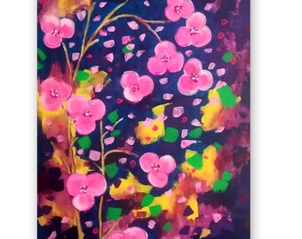 Painting of flowers Acrylic original OOAK oil canvas wall art Abstract artwork Colourful home decor Contemporary art