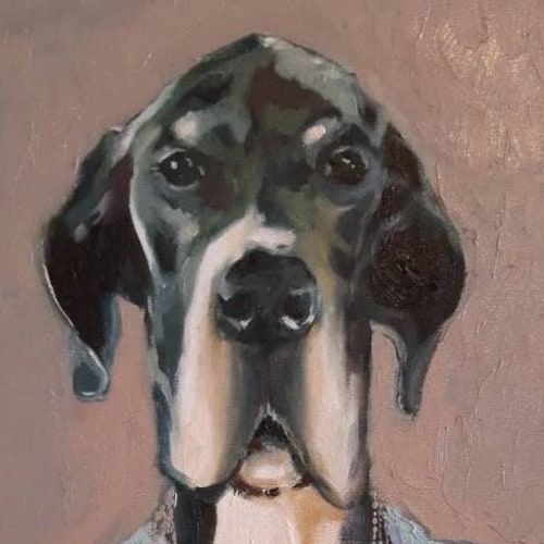 Dog portrait from photo original oil canvas funny custom pet portrait commission shops painting