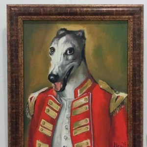Oil Portrait of Dog in Costume – Custom Pet Painting from Photo – Funny Gift for Dog Lovers – Dressed Animal Wall Art
