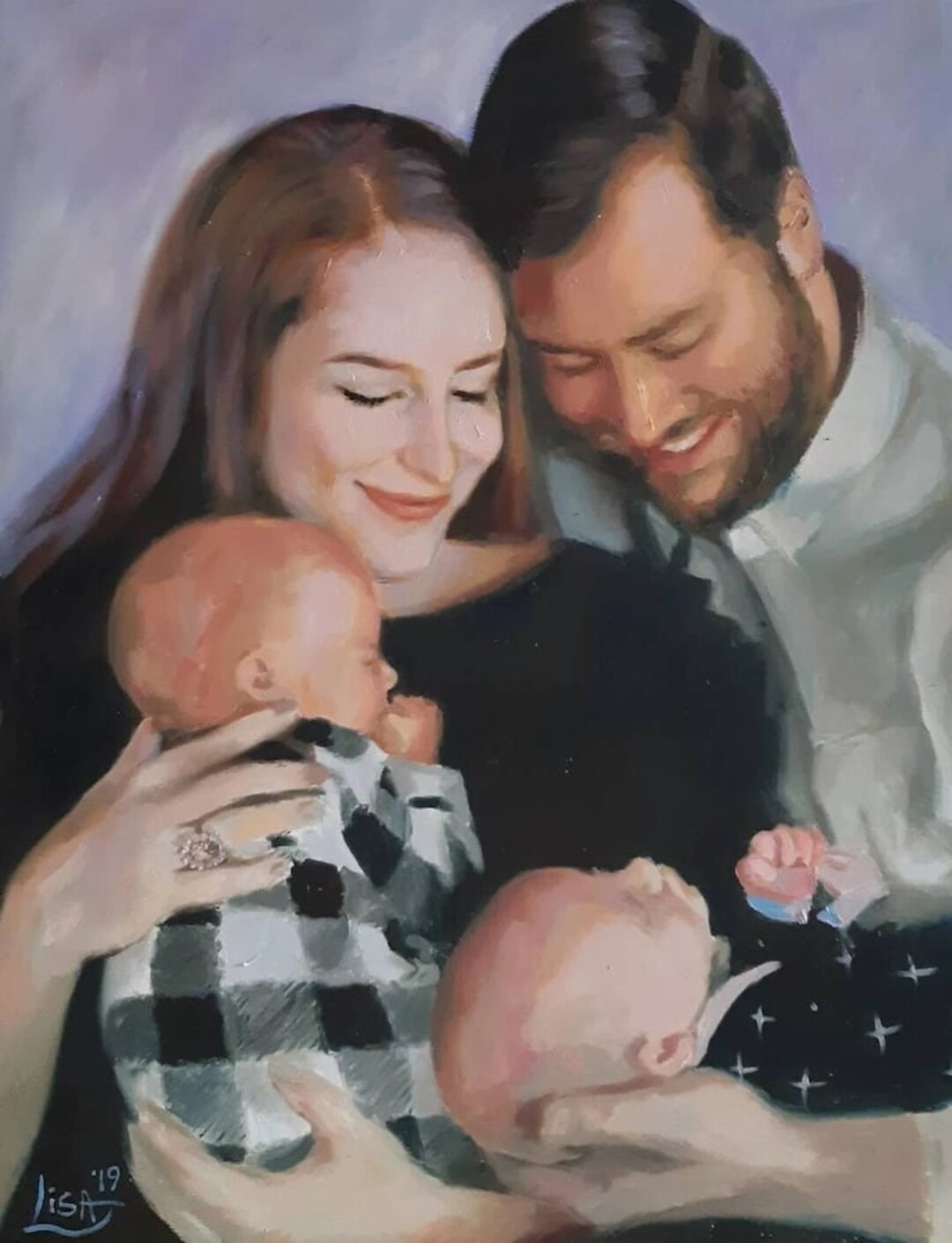 Family Portrait Painting From Photo Oil Canvas Hand Painted From Sketch