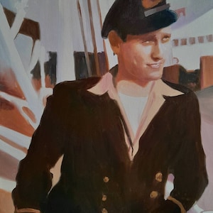 Custom oil portrait from black and white photo hand painted on canvas unique gift for family friends anniversary or special occasion