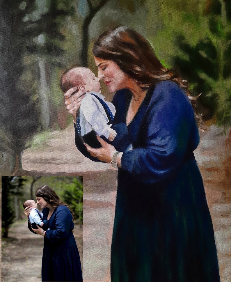 Custom Oil Portrait Painting From Photo Commission Painting on Canvas
