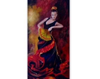Flamenco dancer original painting Female dancer Oil canvas wall art