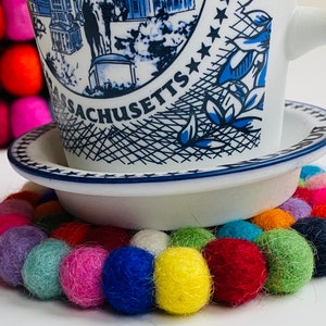 Nepal Handmade Rainbow Wool Felt Ball Mat Coaster Trivets Handmade Home Decor table mat colourful 10CM/ 20CM in Diameter Gifts UK SELLER image 8