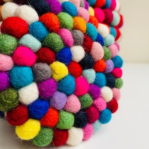 Nepal Handmade Rainbow Wool Felt Ball Mat Coaster Trivets Handmade Home Decor table mat colourful 10CM/ 20CM in Diameter Gifts UK SELLER image 7