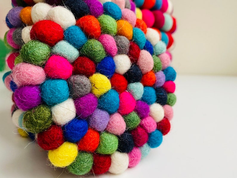 Nepal Handmade Rainbow Wool Felt Ball Mat Coaster Trivets Handmade Home Decor table mat colourful 10CM/ 20CM in Diameter Gifts UK SELLER image 7