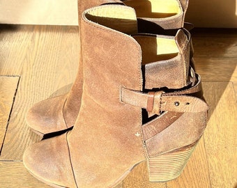 Rag & Bone Vintage Suede Leather Booties, Toffee Brown, US 7.5