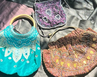 90s Vintage Beaded Handbag Destash, Repurpose Lot