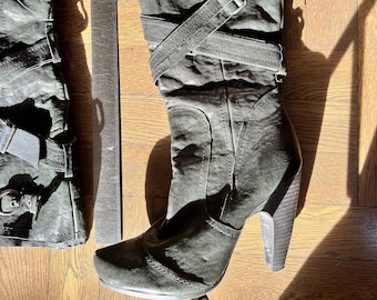 Vintage Seychelles Leather Tall Boots, Jewel-Toned Green, US Size 7