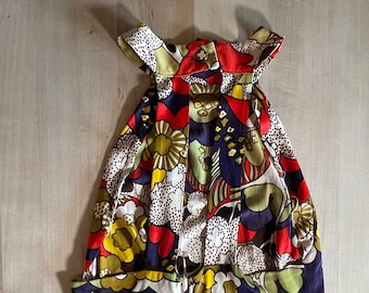 1960s Floral Maxi Dress, Mid-Century Pop-Art, Bohemian Style