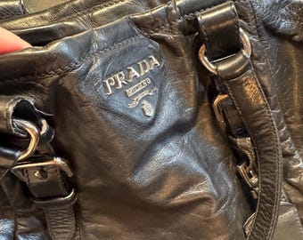 Vintage Prada Black Calfskin Leather Tote Bag – Made in Italy, Authenticity Card, Dust Bag